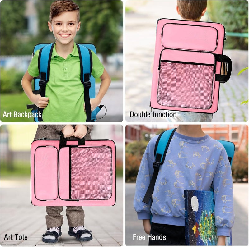 TreochtFUN Art Portfolio kids, Drawing Supply Bag 15x18 In For Children Lesson,Artwork Case Storage Sketchbook,Drawing Pencil,Artist Set. (Pink) - Image 4